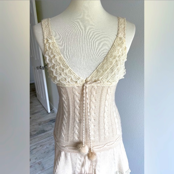 Amuleti beige Kashmir top and skirt with silk lace inserts. Size S. New - Picture 6 of 15